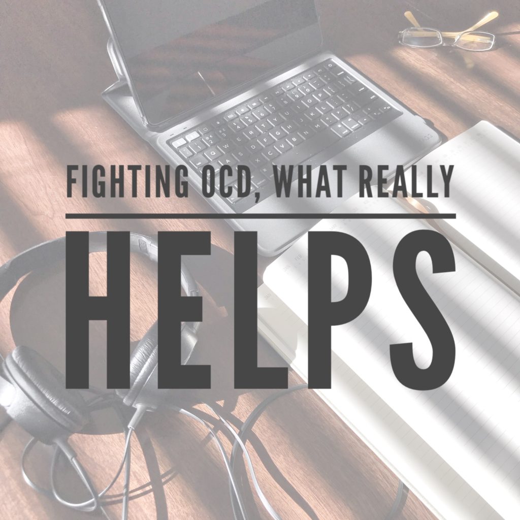 Fighting OCD text over computer headphones and notebook